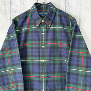 ラルフローレン Ralph Lauren CLASSIC FIT チェックシャツ 長袖シャツ メンズ ワンポイント コットン100% Lサイズ 5‐214