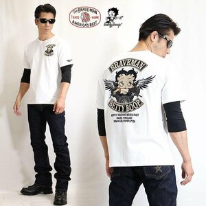 The BRAVE-MAN × BETTY BOOP ベティ ブープ 【定価￥7900】 フェイク6分TEE BBB-2153 WHITE サイズ XXL