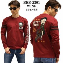 The BRAVE-MAN × BETTY BOOP ベティ ブープ 【定価￥8500】 ロンTEE BBB-2301 WINE サイズ XL_画像1