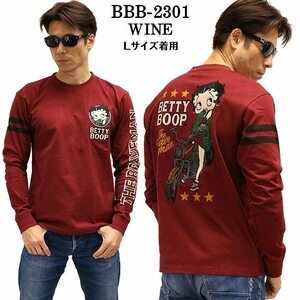 The BRAVE-MAN × BETTY BOOP ベティ ブープ 【定価￥8500】 ロンTEE BBB-2301 WINE サイズ XXL