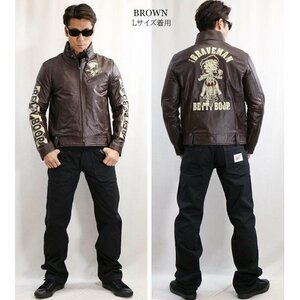 【超特価！！】 The BRAVE-MAN × BETTY BOOP ベティ ブープ 【定価￥39800】 カウレザージャケット BBB-2150 BROWN サイズ XXL