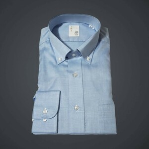 新品 41-82 伊勢丹メンズ imz イムズ 高級ワイシャツ 形態安定 綿100% Lサイズ ボタンダウン ブルー ブロード ZMD200-250