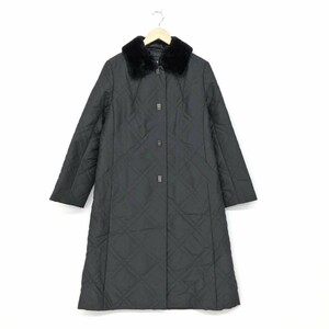 ◆Aquascutum アクアスキュータム キルティングコート ◆ ブラック シルク使用 レディース アウター ヌートリア