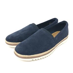 未使用品◆Clarks クラークス スリッポン スニーカー UK5 1/2◆ ネイビー スエード レディース 靴 シューズ sneakers