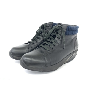 ◆MBT マサイベアフットテクノロジー ブーツ 40◆ ブラック/ネイビー レザー×ニット ビブラムソール メンズ 靴 シューズ shoes