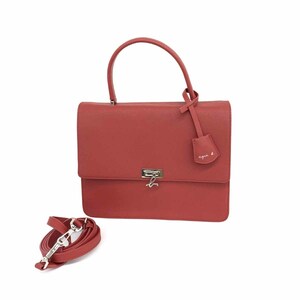 良好◆agnes b. アニエスベー 2WAYバッグ◆ レッド PVC トップハンドル レディース ハンド ショルダー bag 鞄