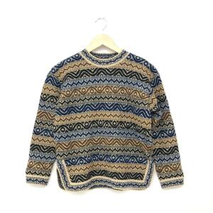 ◆MISSONI ミッソーニ 総柄ニット サイズ40◆ ブラウン/ネイビー ウール混 メンズ クルーネック トップス セーター イタリア製