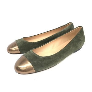  beautiful goods *FABIO RUSCONI fabio rusko-ni Flat pumps 38* green suede lady's shoes shoes shoes