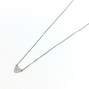 美品◆jewelry 貴金属 ネックレス アーカー ハート K18ホワイトゴールド ダイヤ0.05ct◆シルバーカラー レディース ペンダント ジュエリー