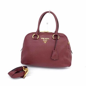 美品◆PRADA プラダ 2WAYバッグ◆1BB087 ボルドー レザー レディース ハンド ショルダー bag 鞄