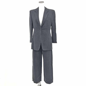 *GIORGIO ARMANIjoru geo Armani setup suit pants size 36* gray lady's top and bottom set button fly Italy made 