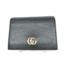 ◆GUCCI グッチ プチマーモント 二つ折りコンパクト財布◆456126 0416 ブラック レザー ユニセックス 財布 ウォレット サイフ 札入れ_画像1