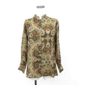 ◆ Salvatore Ferragamo Salvatore Ferragamo Blouse с длинным рукавом ◆ Brown/Khaki Silk Wool Tops Tops Paisley Pattern