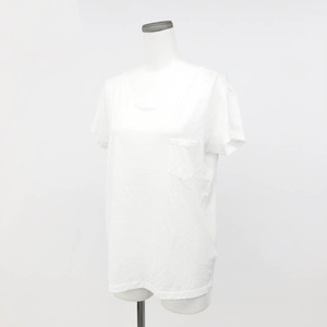 *SAINT LAURENT PARIS sun rolan Paris short sleeves cut and sewn S size * white cotton lady's pocket tops T-shirt 