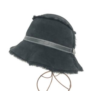 良好◆COACH コーチ バケットハット ◆ ブラック ムートン レディース 帽子 ハット hat 服飾小物