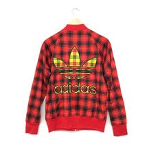 ◆adidas×JEREMY SCOTT アディダス リルジャージ サイズ0◆ レッド ポリエステル レディース チェック フリル スポーツウェア アウター_画像2