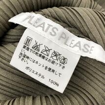 ◆PLEATS PLEASE プリーツプリーズ Vネックカットソー サイズ3◆ カーキ ポリエステル レディース バルーンチュニック ロング トップス_画像5