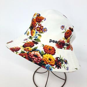 良好◆PEARLY GATES パーリーゲイツ ハット ◆ ホワイト コットン100％ 花柄 レディース 帽子 ハット hat 服飾小物