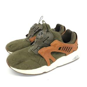 *PUMA Puma sneakers 25.5* khaki × Brown disk system lady's shoes shoes sneakers