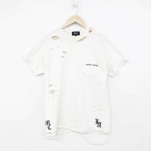 ◆MINTCREW ミントクルー ダメージ加工Tシャツ Mサイズ◆ ホワイト メンズ ポケット ロゴ トップス 半袖カットソー