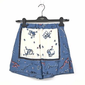  beautiful goods *FENDI Fendi short pants size 38* blue silk lady's bottoms Astro roji- print 