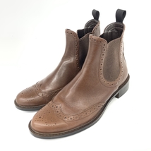 ◆BARCLAY バークレー サイドゴアショートブーツ 23.5◆ ブラウン レザー ウィングチップ レディース 靴 シューズ ブーティー boots_画像1