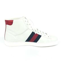 美品◆GUCCI グッチ スニーカー 7.5◆ ホワイト レザー ビーシェリー メンズ 靴 シューズ sneakers_画像3