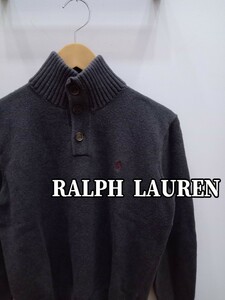 ★H032 RALPH LAUREN ラルフローレン ニット セーター レディースS 濃いグレー 