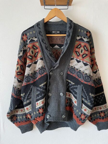 VARIY DAILYネィティブ柄ニットカーディガンsize M
