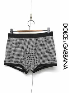 HGB-V166/未使用 DOLCE&GABBANA ボクサーパンツ アンダーウェア レギュラー 総柄 ウエストゴム ストレッチ 4 M 黒 白 イタリア製