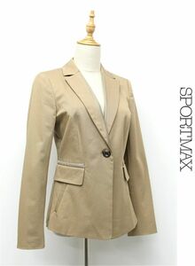 G397/美品 SPORTMAX CODE MAXMARA テーラードジャケット ブレザー 1つボタン コットン ストレッチ 42 XL ブラウン 大きいサイズ