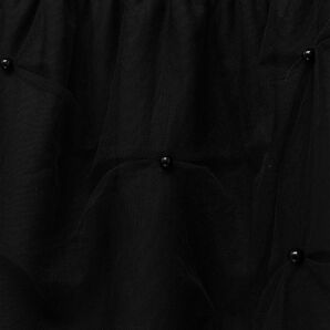 HGB-V165/ Rene ノースリーブワンピース ドレス チュール オーガン スクエアネック ひざ丈 34 S~M 黒 日本製の画像5