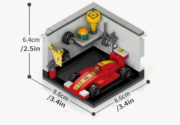 LELE社　ブロックトイ　mini indoor レーシングカーピット　ガレージ　 車　LEGO互換　ミニカー