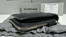 美品 BALENCIAGA バレンシアガ キャッシュ CASH FOLDED 694167 レザー ラウンドファスナー 二つ折り 財布 ウォレット ブラック コイン収納_画像5