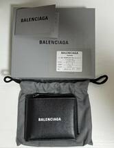 美品 BALENCIAGA バレンシアガ キャッシュ CASH FOLDED 694167 レザー ラウンドファスナー 二つ折り 財布 ウォレット ブラック コイン収納_画像1