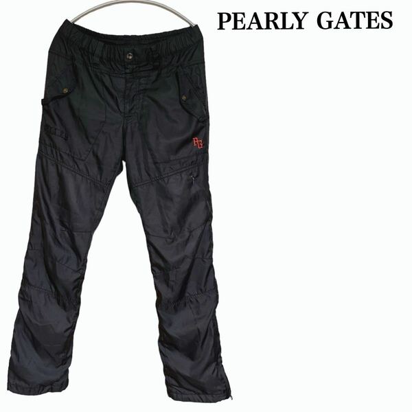 PEARLY GATES パーリーゲイツ 防寒 蓄熱 ナイロンパンツ ジョガーパンツ サイドジップ ドローコード ゴルフウェア サイズ4 メンズ