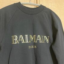 状態良 BALMAIN バルマン ゴールドロゴ スウェット トレーナー 長袖 34 レディース_画像2