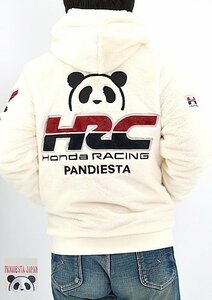 HONDA×PANDIESTA HRCフェイクファーパーカー◆PANDIESTA JAPAN ホワイトXLサイズ 533509 パンディエスタジャパン パンダ ホンダ