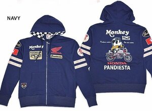 HONDA×PANDIESTA MONKEY125フルジップパーカー◆PANDIESTA JAPAN ネイビーXLサイズ 533506 パンディエスタジャパン パンダ ホンダ