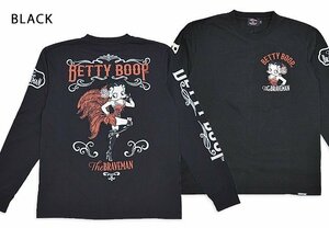 BR×BETTYコラボ 天竺ロングTシャツ◆The BRAVE-MAN ブラックXXLサイズ BBB-2402 ブレイブマン ベティーちゃん 刺繍 長袖