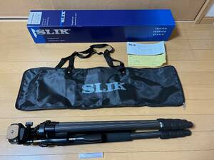 【中古】SLIK カーボン三脚 E84H 縮長705mm 全高2.15m 最大積載5Kg 3ウェイ雲台 三脚ケース付き