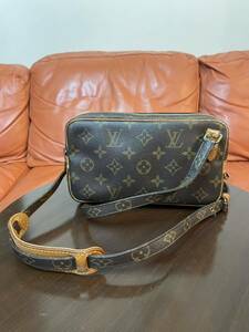 1円スタート◆良品◆正規品◆VUITTON LOUIS ルイヴィトン モノグラム M51828 マルリーバンドリエール ショルダーバッグ ブラウン 