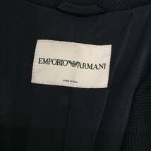 195 美品 EMPORIO ARMANI エンポリオ アルマーニ ヘリンボーン柄 ウールコート アウター ダブル オーバー レディース 40 ネイビー 濃紺_画像5