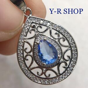  tanzanite . Cubic Zirconia. elegant pendant top * lady's necklace silver 925 stamp color stone new goods gem Y-R