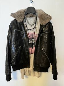 00s Real leather jacket Japanese label lida rare archive fur ifsixwasnine LGB tornado mart kmrii shearling レザージャケット 本革