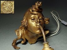 慶應◆19世紀フランス彫刻家【Georges De Kerveguen ジョルジュ・ド・ケルヴェゲン】作 ブロンズ鍍金『TRITON』ウォールライトペア ランプ_画像2