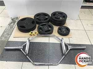 ◆【引取or近隣限定有料配送】アイロテック オリンピックHEXバーラバー180KG セット IROTEC 【小倉南店】近隣配送(有料)要相談【中古】