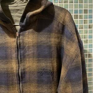 希少 レアモデル 80s 90s old stussy Reversible Ombre Check Zipup Jacket