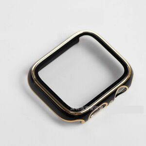 Apple Watch アップル ウォッチ プラスチック 文字盤 ケース カバー 45mm　ブラック+ゴールド