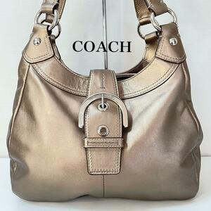 ■美品■COACH コーチ ソーホーレザーホーボー F17219 ブロンズ